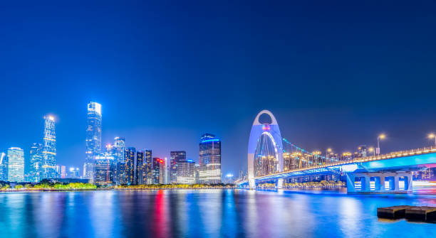 istock Night view skyline of modern architecture 1178475520
