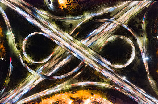 Aerial of Traffic on Freeways