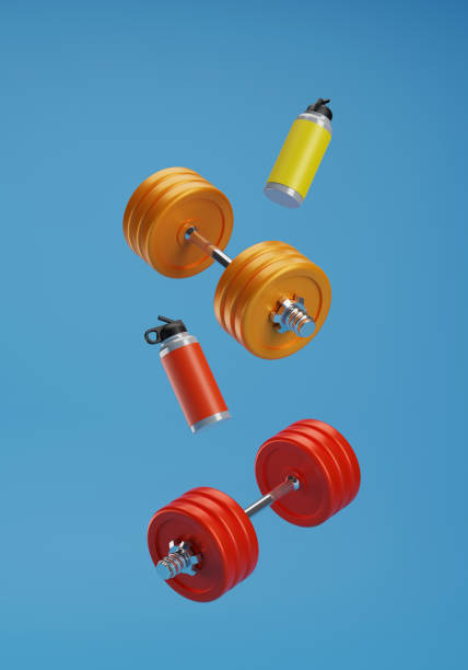 3D rendering fitness Equipment on color  background.