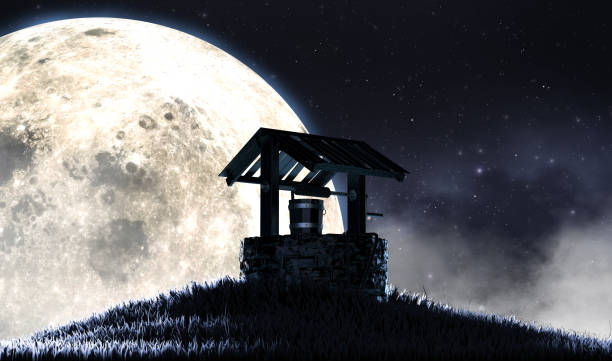 istock Wishing Well And Moon Silhouette 1178487874