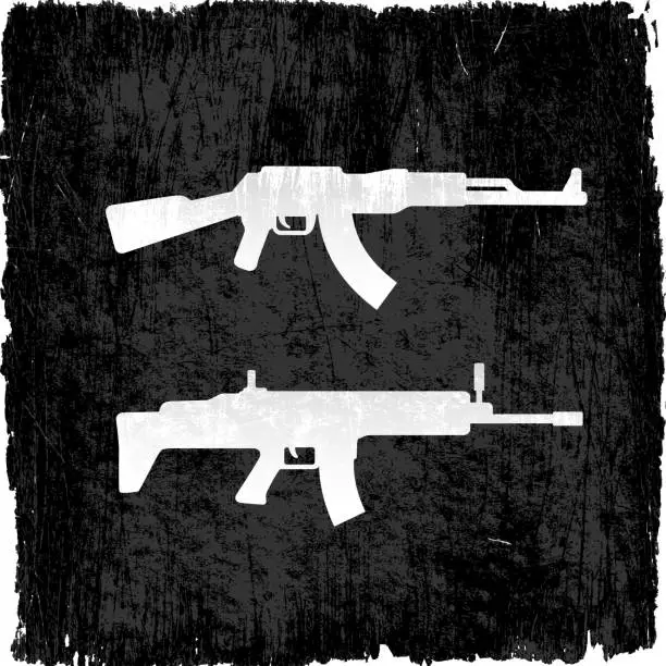 Vector illustration of machine guns on royalty free vector Background