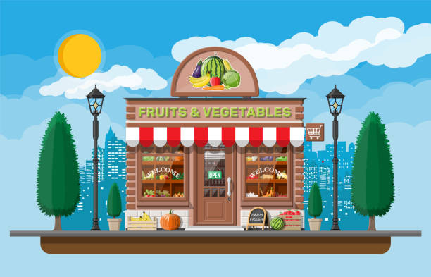 istock Street shop building. Fruit and vegetable store 1178490711