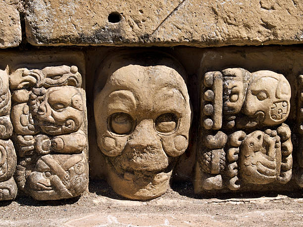 Mayan carvings at Copan ruins in Honduras