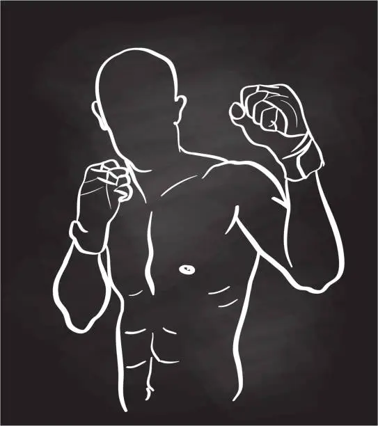 Vector illustration of Boxing Practice Hand Wraps Chalkboard