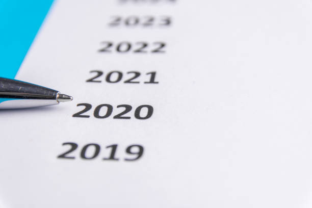 istock List of recent years on white paper. Pen points at 2020. Copy Space 1178494511
