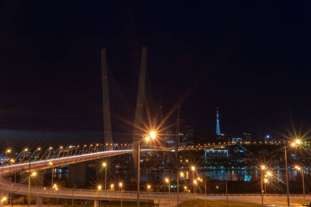 istock Golden bridge against the night sky 1178495721