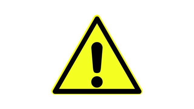 Warning symbol of a dangerous point, animated, footage ideal for special effects and post-production