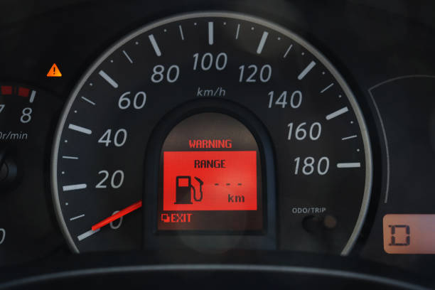 istock mile digital screen console , fuel oil , warning about empty petrol 1178498008