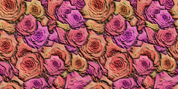 istock Colorful 3D background with rose flower. Seamless pattern. Rendering illustration. 1178498259