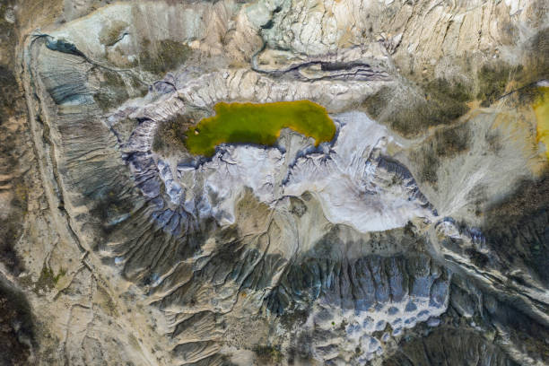 istock Aerial shot of opencast mine lake 1178498637