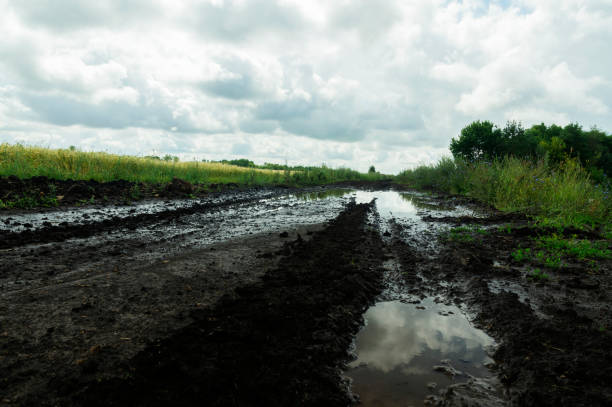 istock Very bad road, mud and water for the background 1178501057