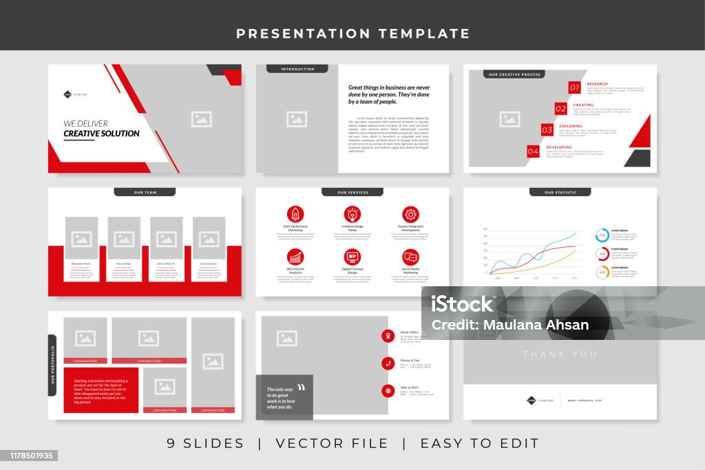 9 slides business powerpoint presentation template. presentation vector design template. 9 slides business powerpoint presentation template. presentation vector design template Template stock vector
