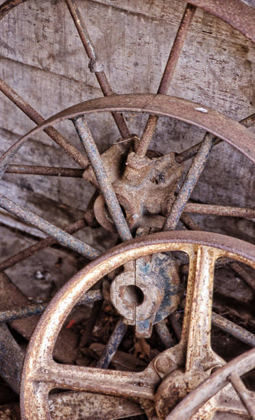 istock Collection of old rusted wheels 1178501968