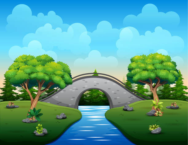Cartoon Of The Stone Bridge Over The River Stock Illustration - Download  Image Now - Bridge - Built Structure, Cartoon, Stone Material - iStock