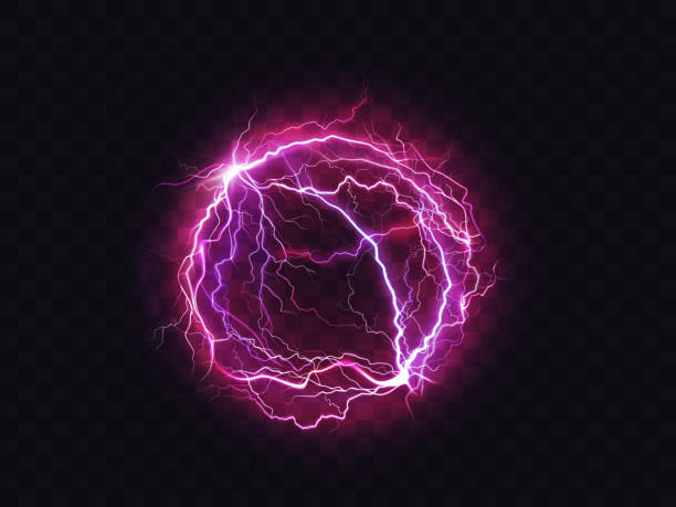 전기 공 번개 원 스트라이크 임팩트 장소 - lightning thunderstorm flash storm stock illustrations