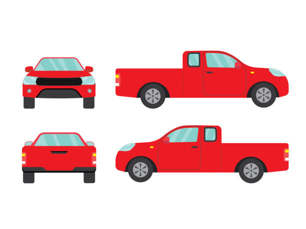 istock Set of red pickup truck on white background,vector illustration 1178516799