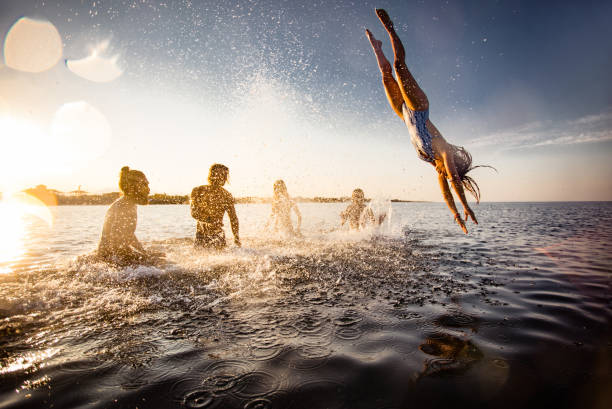istock Fun in the sea at sunrise! 1178519155