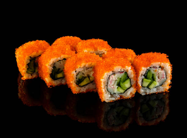 istock Set sushi roll. Traditional Japanese cuisine. Isolated on black background 1178519793