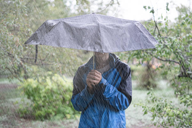 istock young man standing under the umbrella protect from heavy tropical rain in forest 1178520843