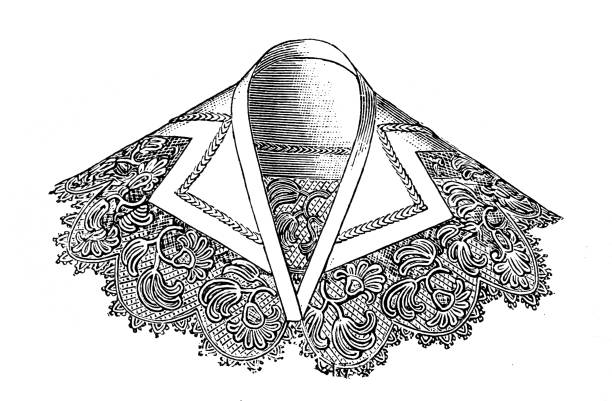 Illustration of a Collar neck piece with Spanish lace ,Victorian Fashion