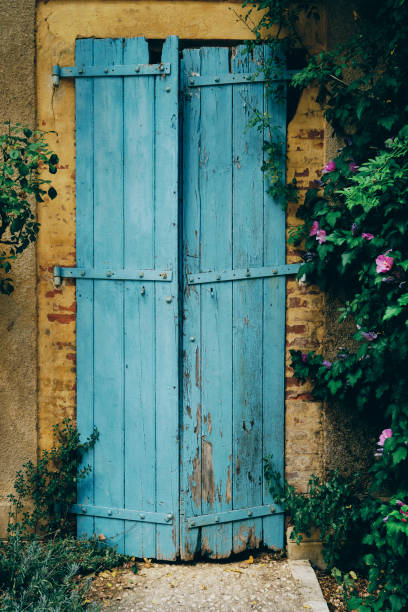 istock Old turquoise door in France 1178521114