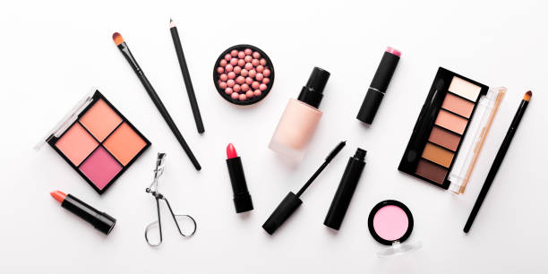 istock Assortment of luxury cosmetics for every day makeup on white 1178523340