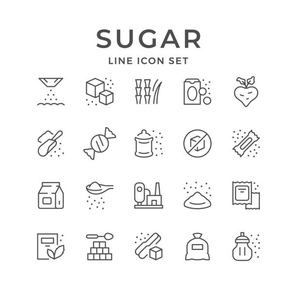 설탕의 선 아이콘 설정 - sugar stock illustrations