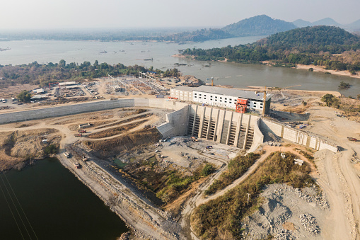 Hydroelectric dam placed in Siphandon, 4000 islands, Laos on mekong river