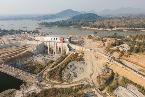 Hydroelectric dam placed in Siphandon, 4000 islands, Laos on mekong river