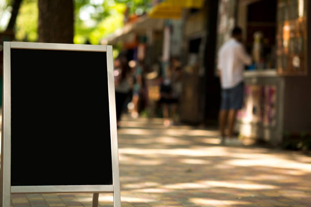 istock Close up of black stand with blank black space for chalk writing 1178526408