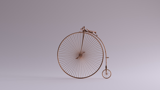 Bronze Penny Farthing Bicycle Left View 3d illustration 3d render