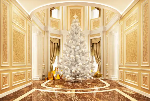 Photo of Christmas tree in a beautiful house