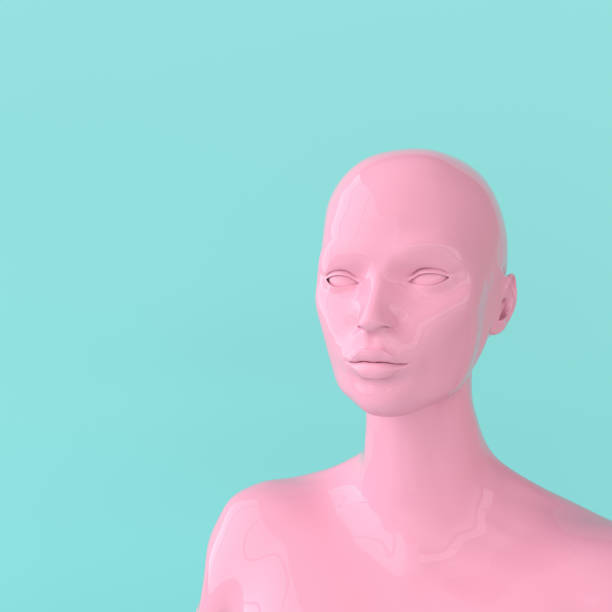 istock Female mannequin head 3d render. Shop display, pastel colors 1178528777