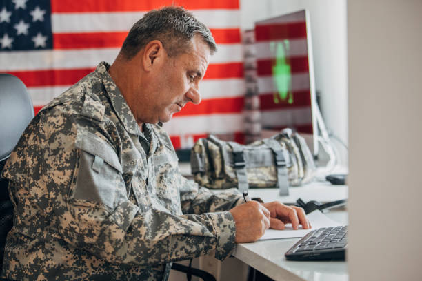 istock Mature US soldier working in headquarters 1178533008
