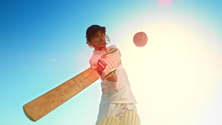 SLO MO SPEED RAMP Batsman hitting the ball in sunshine