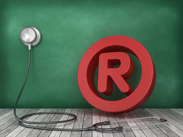 istock Stethoscope with Registered Trademark Symbol on Chalkboard Background - 3D Rendering 1178534615