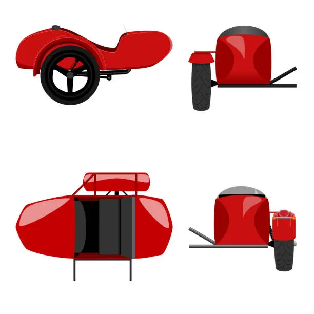 Vector illustration of Classic motorcycle sidecar isolated vector illustration