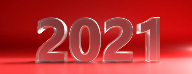 istock 2021 new year on red background. 3d illustration 1178535834