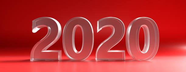 istock 2020 new year on red background. 3d illustration 1178535846