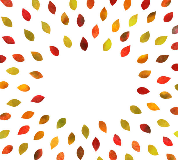 ilustraciones, imágenes clip art, dibujos animados e iconos de stock de hojas de otoño material de fondo (textura de lápiz de acuarela) - autumn leaf white background land