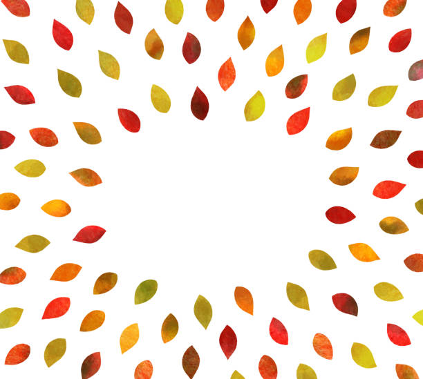 ilustrações de stock, clip art, desenhos animados e ícones de autumn leaves background material (watercolor pencil texture) - autumn leaf white background land
