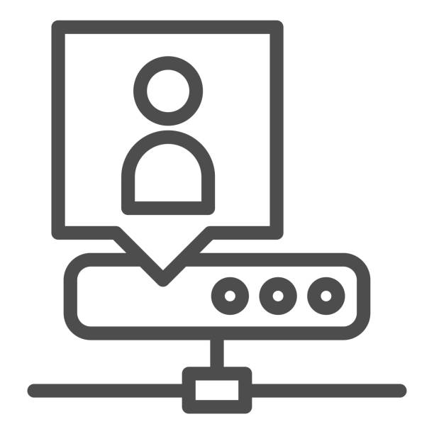 illustrazioni stock, clip art, cartoni animati e icone di tendenza di icona della riga dell'amministratore di rete. illustrazione vettoriale dell'amministratore del server isolata in bianco. progettazione dello stile della struttura dell'amministratore di rete, progettata per il web e l'app. eps 10. - adminstrator