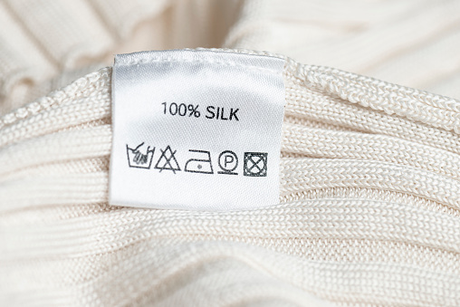Clothes label with cleaning instructions.