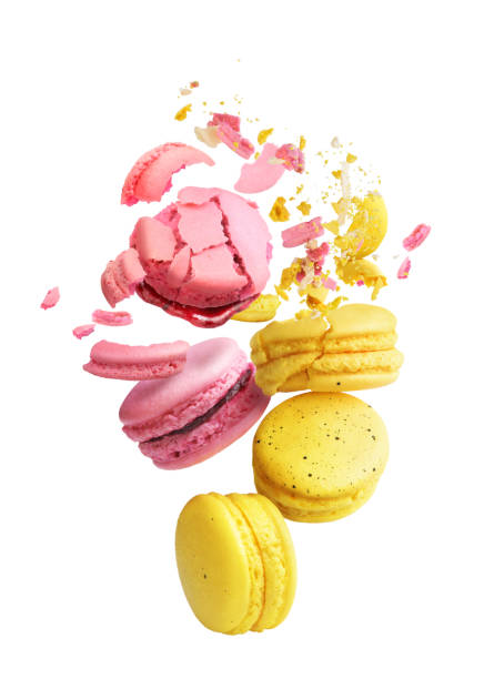 istock macaroons with crumbs flying on a white background 1178539014