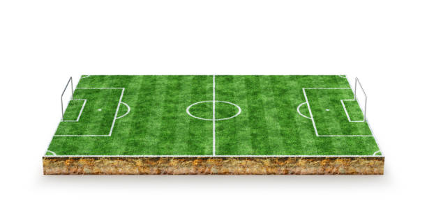 istock Football, soccer pitch. 3D Rendering 1178539144
