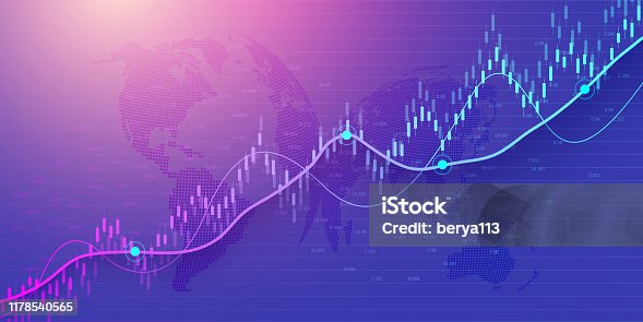 istock Stock market or forex trading graph in graphic concept for financial investment or economic trends business idea design. Worldwide finance background. Vector illustration. 1178540565