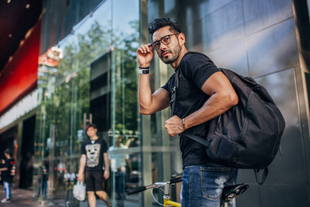 istock Man riding bicycle in city 1178540615