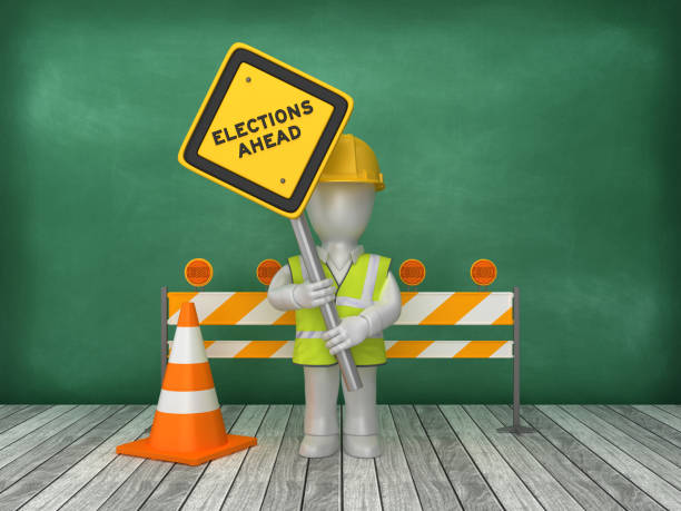 istock ELECTIONS Road Sign Construction Site on Chalkboard Background - 3D Rendering 1178540772