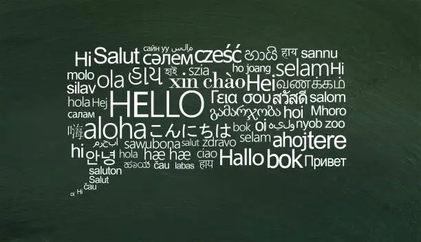 Photo of Speech bubble of white hello words on different languages