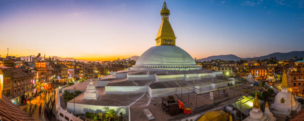 istock Kathmandu Boudhanath stupa pilgrimage temple panorama illuminated at sunset Nepal 1178544942
